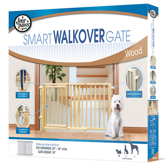 Four Paws® Walkover Wood Gate with Door