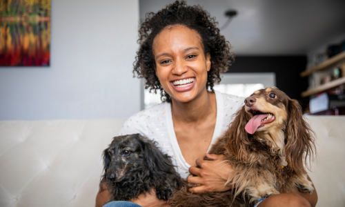 Owner with dogs