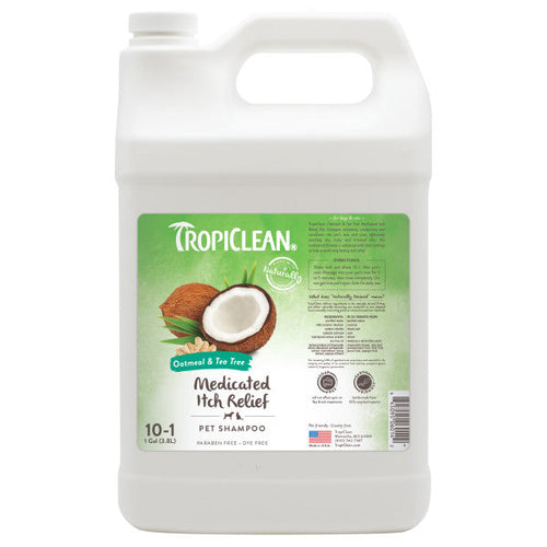 TropiClean Oatmeal & Tea Tree Medicated Itch Relief Shampoo for Pets