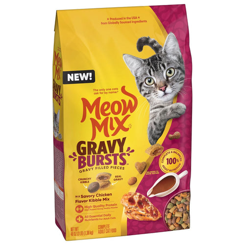 Meow Mix Gravy Bursts Chicken Flavor Mix with Gravy Filled Pieces Dry Cat Food