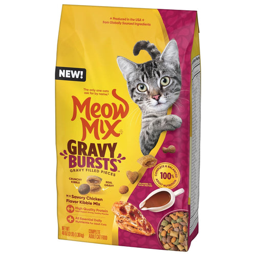 Meow Mix Gravy Bursts Chicken Flavor Mix with Gravy Filled Pieces Dry Cat Food