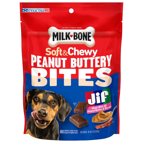 Milk-Bone Peanut Buttery Bites Made With Jif® Peanut Butter & Bacon Dog Treats