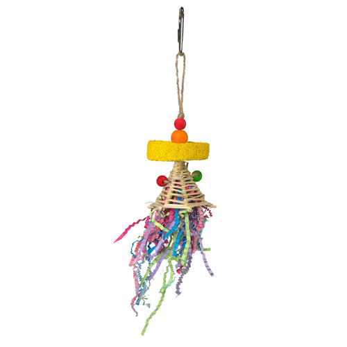A&E Cage Confetti Cannon Loofah Hanging Bird Toy