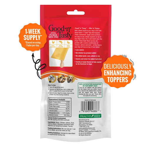 Good 'n' Tasty Triple Flavor Puree Mix-Ins Dog Food Topper Treats: Chicken, Salmon & Duck