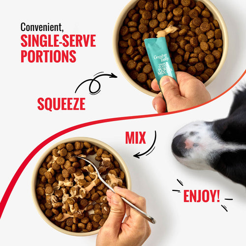 Good 'n' Tasty Triple Flavor Puree Mix-Ins Dog Food Topper Treats: Tuna, Chicken & Duck