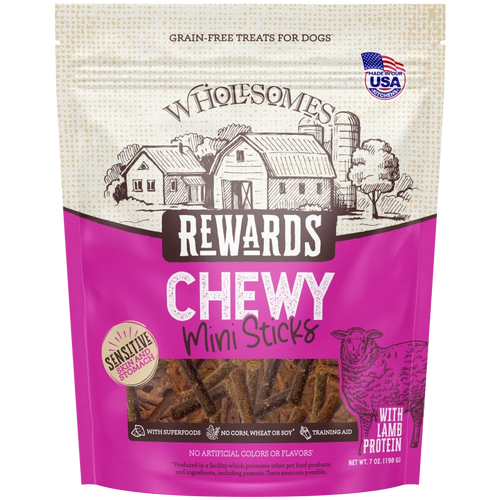 Wholesomes Rewards Chewy Lamb Mini Sticks For Dogs
