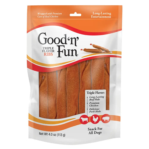 Good 'n' Fun Triple Flavor Ribs Snack For All Dogs