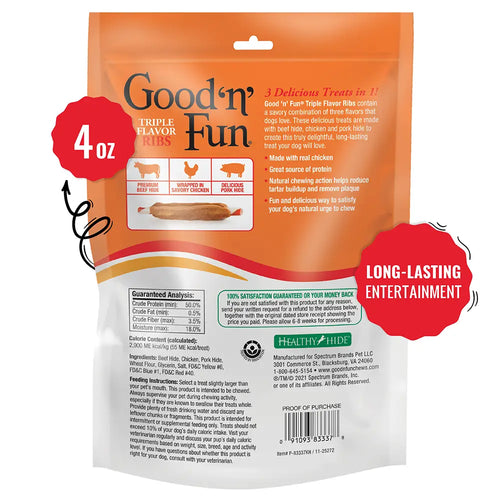 Good 'n' Fun Triple Flavor Ribs Snack For All Dogs