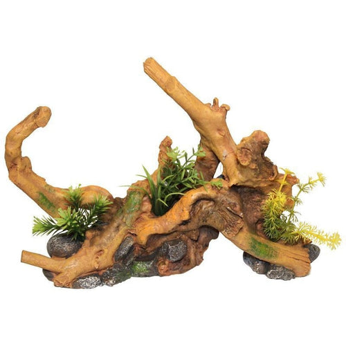 EXOTIC ENVIRONMENTS DRIFTWOOD CENTERPIECE WITH PLANTS (LARGE)