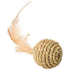 SPOT SEAGRASS BALL W/FEATHERS (4 IN, TAN)