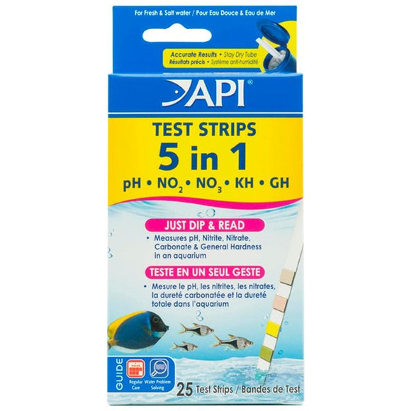 API 5 IN 1 AQUARIUM TEST STRIPS (25 COUNT)